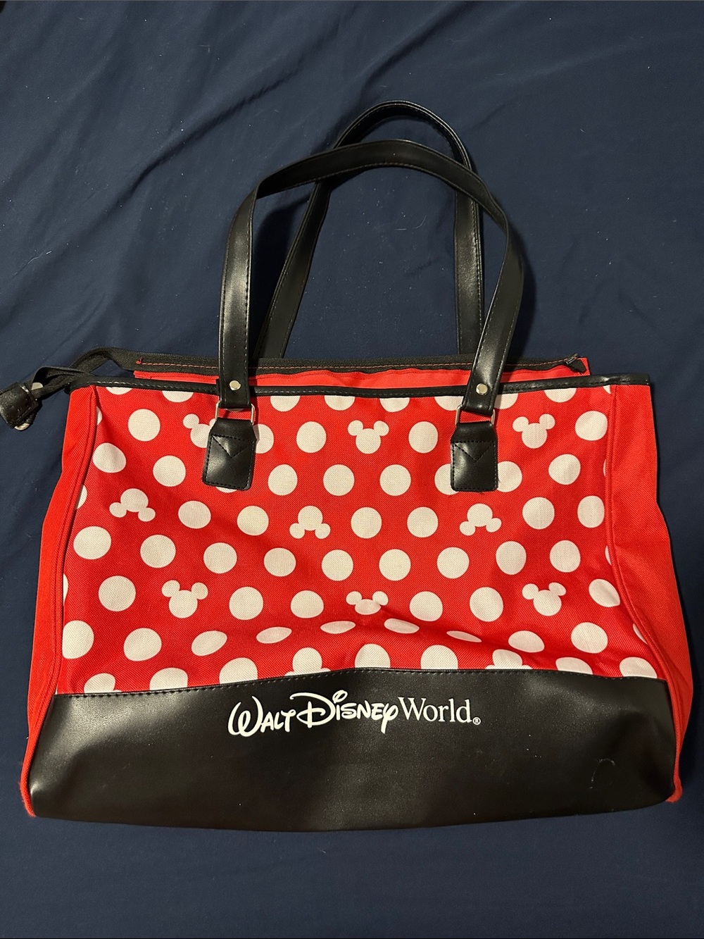 Disney Red and White Minnie Polka Dot Tote with Black Trim